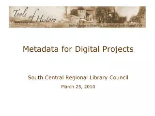 Metadata for Digital Projects