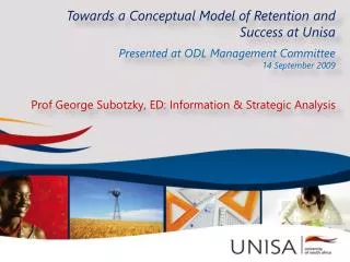 Towards a Conceptual Model of Retention and Success at Unisa