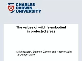 The values of wildlife embodied in protected areas