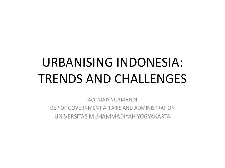 urbanising indonesia trends and challenges
