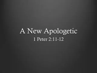 A New Apologetic