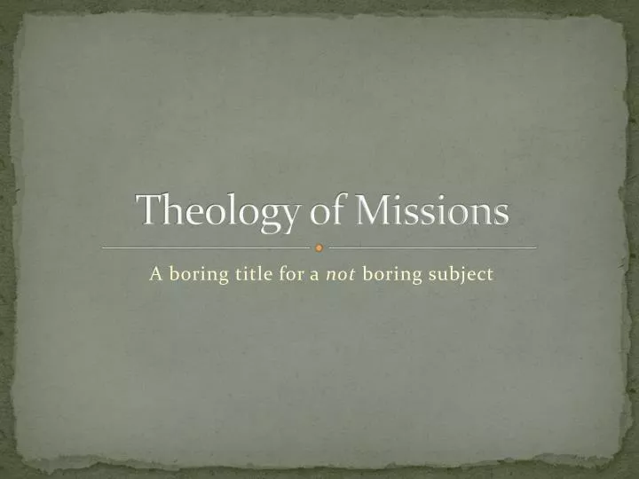 theology of missions