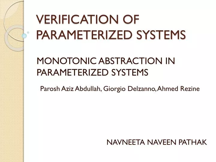 verification of parameterized systems