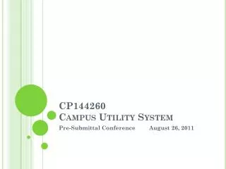 CP144260 Campus Utility System