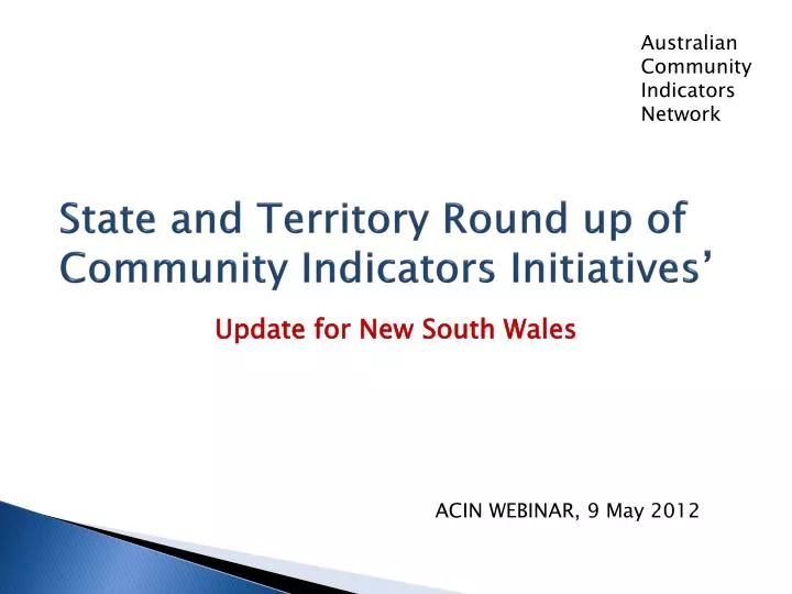 state and territory round up of community indicators initiatives