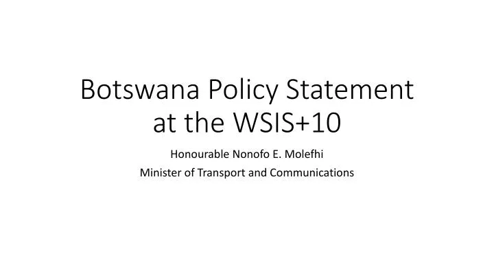 botswana policy statement at the wsis 10