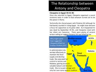 The Relationship between Antony and Cleopatra