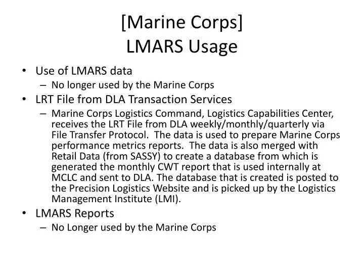 marine corps lmars usage