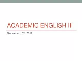 Academic english iii