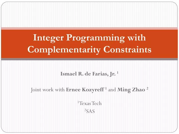 integer programming with complementarity constraints