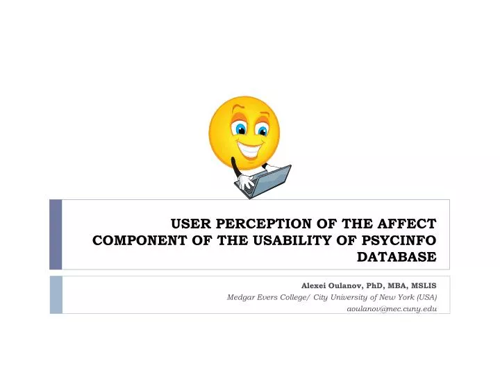 user perception of the affect component of the usability of psycinfo database