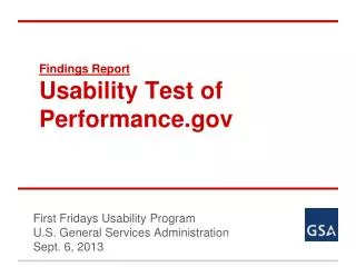 Findings Report Usability Test of Performance