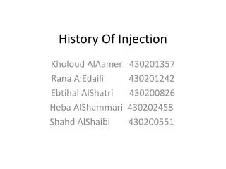 History Of Injection