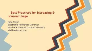Best Practices for Increasing E-Journal Usage