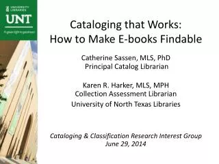 Cataloging that Works: How to Make E-books Findable