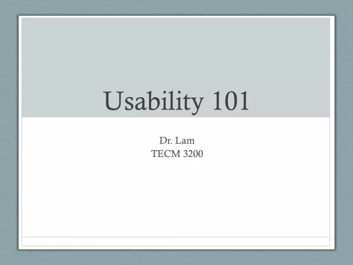 usability 101