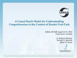 A Causal Rasch Model for Understanding Comprehension in the Context of Reader-Text-Task