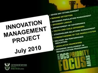 INNOVATION MANAGEMENT PROJECT July 2010
