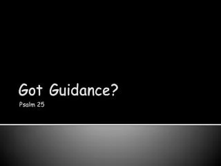 Got Guidance?