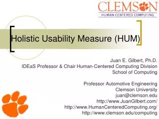 Holistic Usability Measure (HUM)