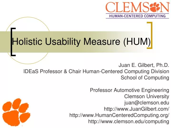 holistic usability measure hum
