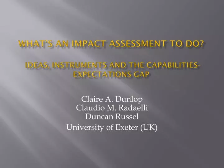 what s an impact assessment to do ideas instruments and the capabilities expectations gap