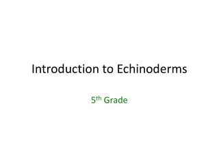 Introduction to Echinoderms