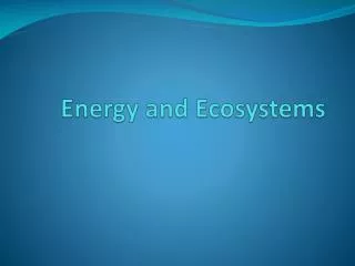 Energy and Ecosystems