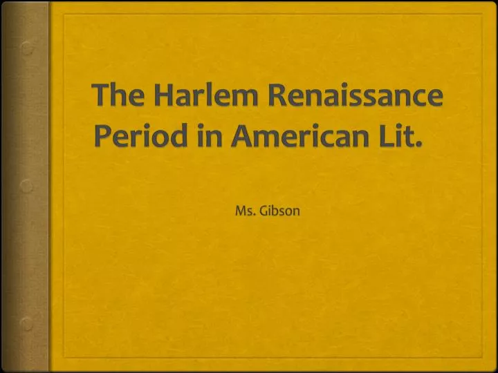 the harlem renaissance period in american lit