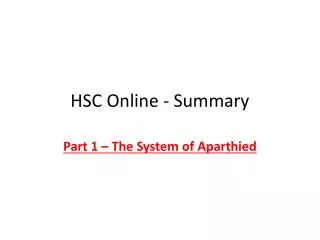 HSC Online - Summary