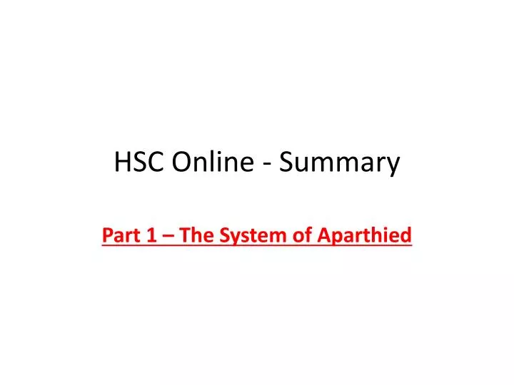 hsc online summary