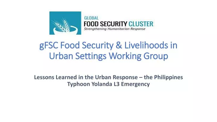 gfsc food security livelihoods in urban settings working group