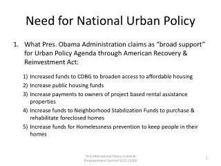 Need for National Urban Policy