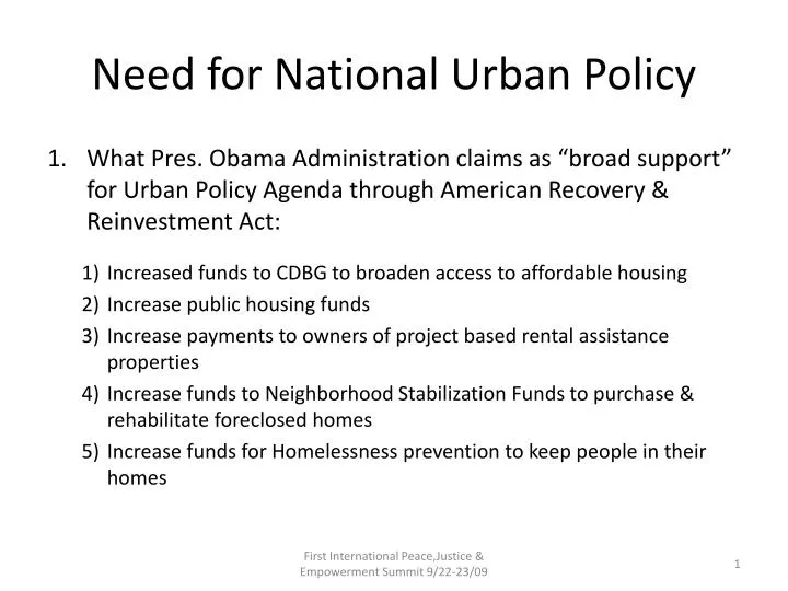 need for national urban policy