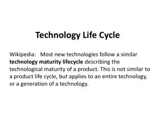 Technology Life Cycle