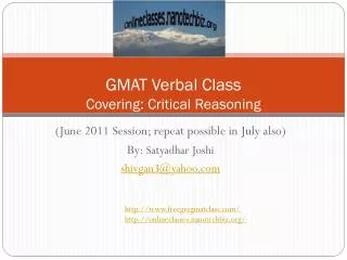 GMAT Verbal Class Covering: Critical Reasoning