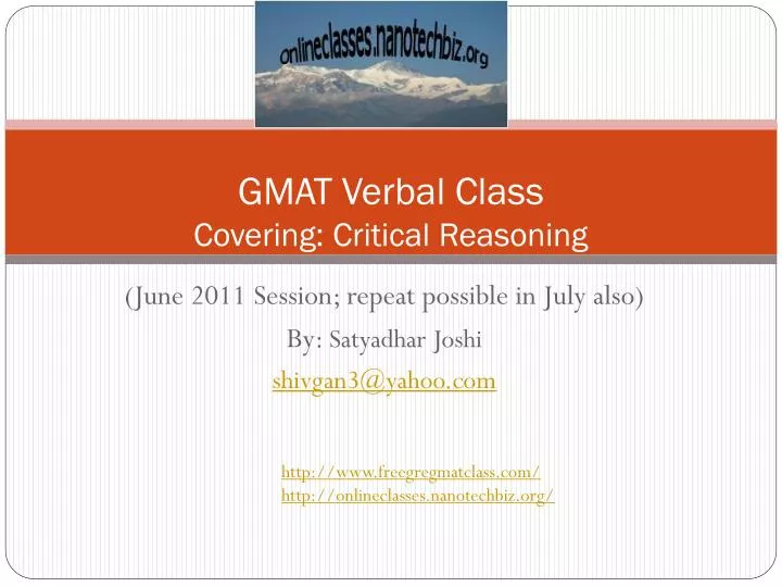 gmat verbal class covering critical reasoning