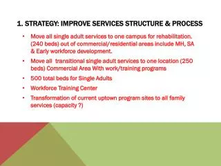 1 . Strategy: Improve Services structure &amp; Process