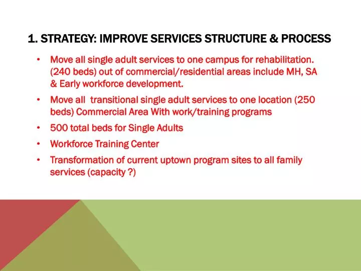 1 strategy improve services structure process