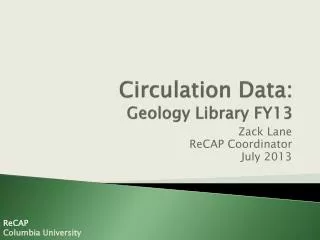 Circulation Data: Geology Library FY13