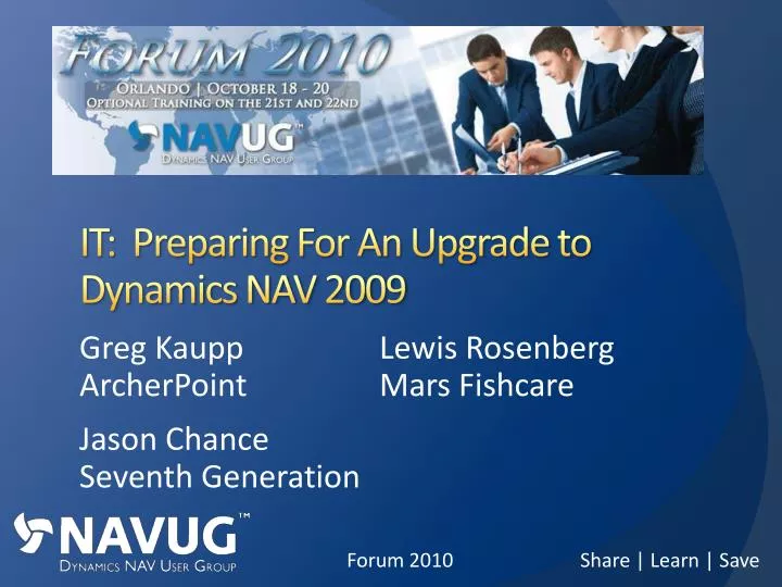 it preparing for an upgrade to dynamics nav 2009