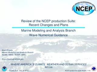 Review of the NCEP production Suite: Recent Changes and Plans