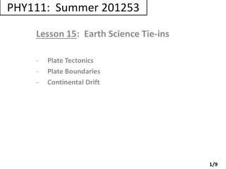 PHY111: Summer 201253