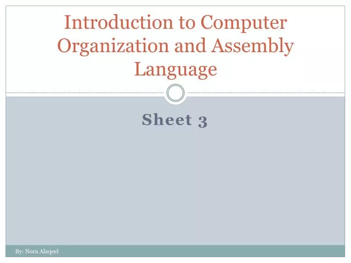 introduction to computer organization and assembly language