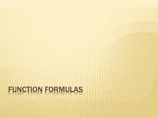 Function Formulas