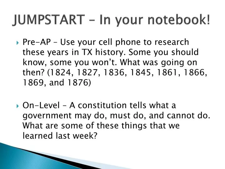 jumpstart in your notebook