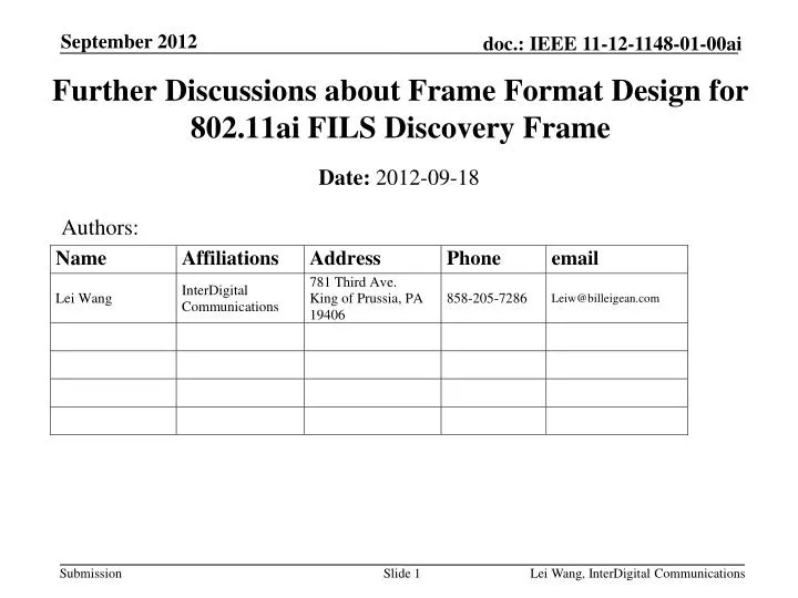 further discussions about frame format design for 802 11ai fils discovery frame