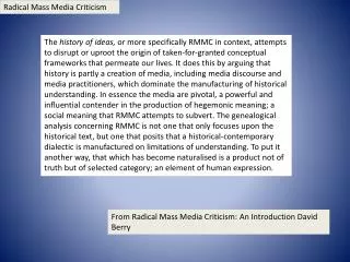 Radical Mass Media Criticism