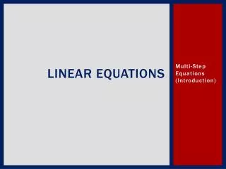 Linear Equations