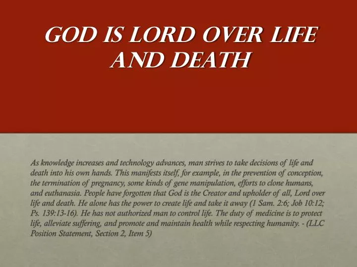 god is lord over life and death